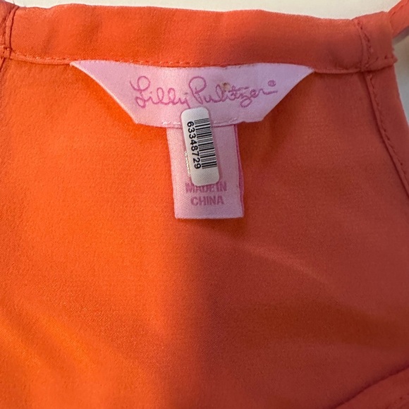 Lilly Pulitzer Dusk Orange Racer Back 100% Silk Cami Tank Size XS Preppy Beach - Picture 3 of 4